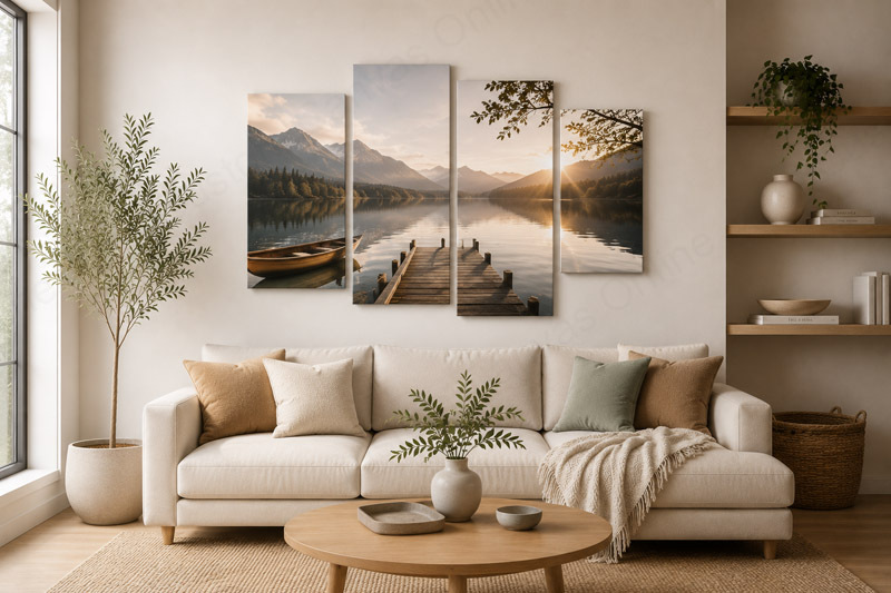 canvas wall art gallery Minimalist gallery wall created with coordinated custom canvas prints